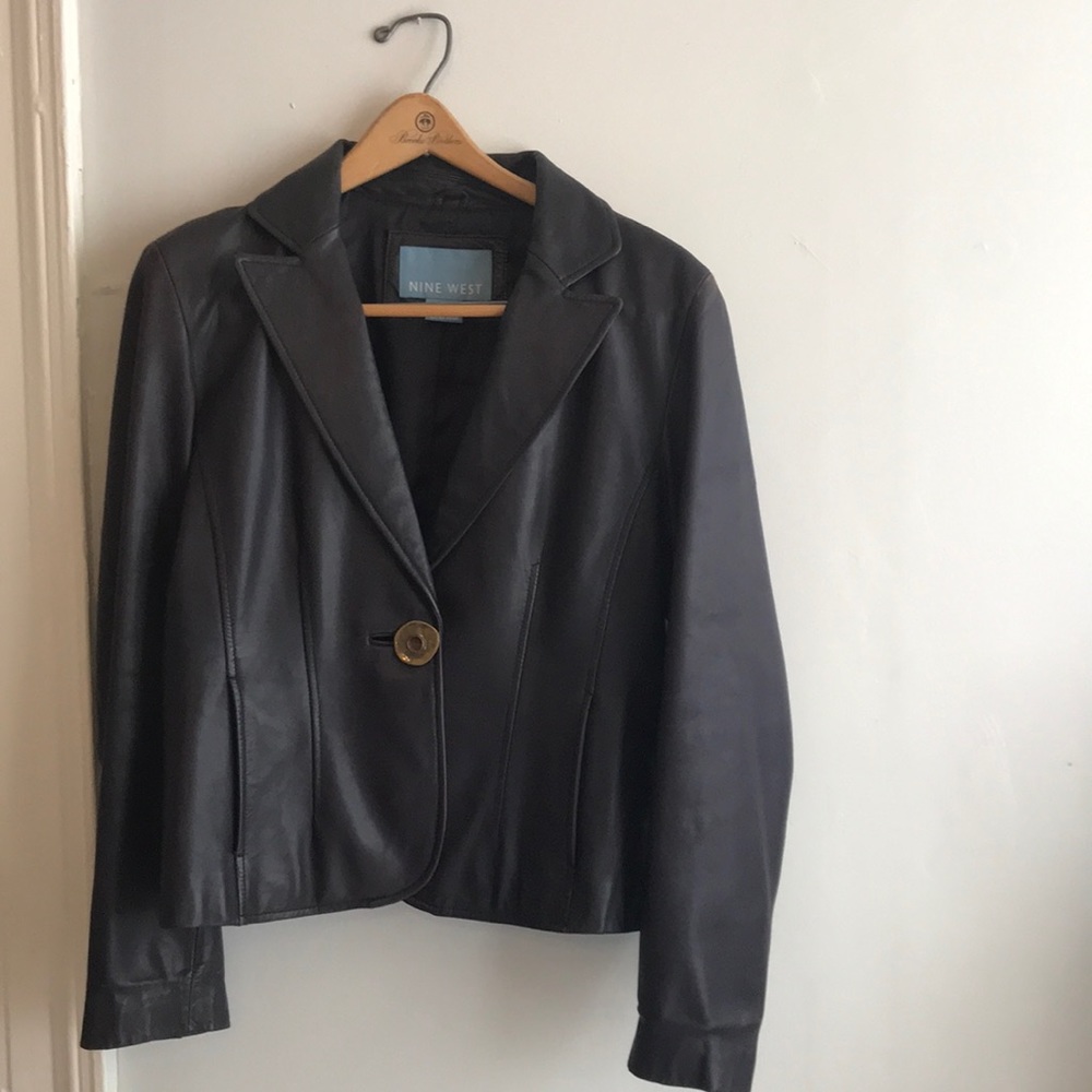 Nine West Eggplant 100% Leather Jacket